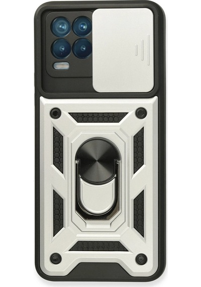 Cosmotex Newface Realme 8 Kılıf Pars Lens Yüzüklü Silikon - Gümüş