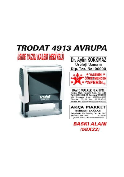Trodat 4913 Firma - Ofis - Şirket - Doktor - Avukat Kaşesi N11.22642