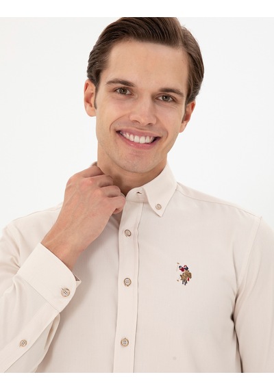 U.s. Polo Assn. Erkek Taş Gömlek Desenli 50292088-vr049 Taş
