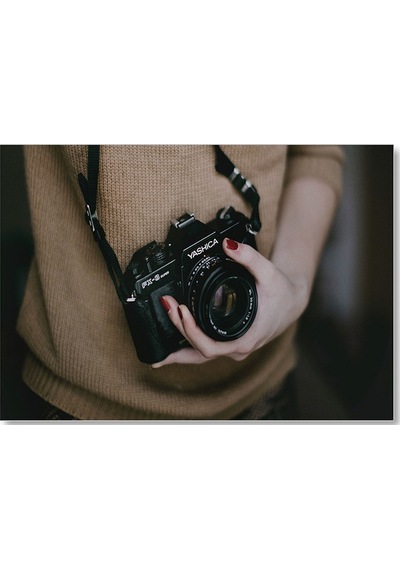 Cakasepetim Kadın Ve Fotoğraf Makinesi Ahşap Mdf Tablo
