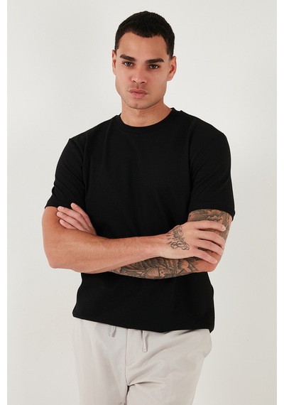 Buratti Streç Pamuklu Slim Fit Sıfır Yaka Erkek T Shirt 5902639 Siyah