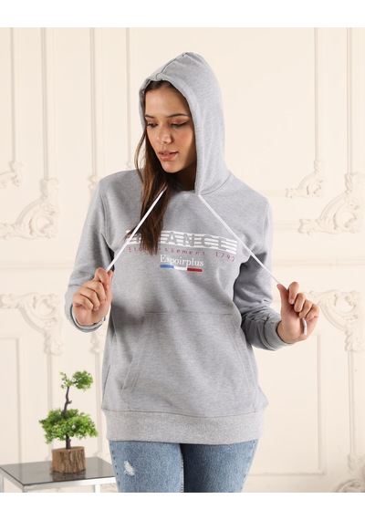 Gri Renk Baskı Detaylı Unisex Sweatshirt Gri