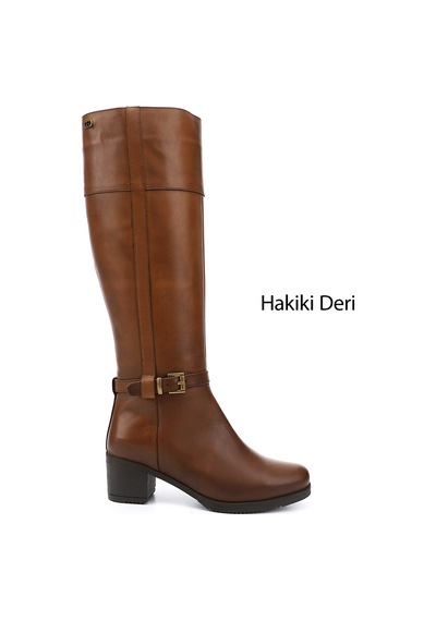 Gönderi(R) Gönderi R Kadın Taba Antik Fermuarlı Kalın Topuklu Hakiki Deri Çizme Gkzc13444564 Taba