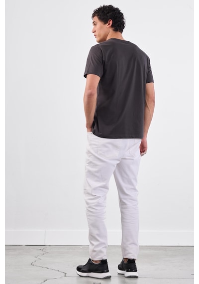 Dufy Antrasit Bisiklet Yaka Pamuklu Düz Renk Slim Fit Erkek T-shirt Antrasit