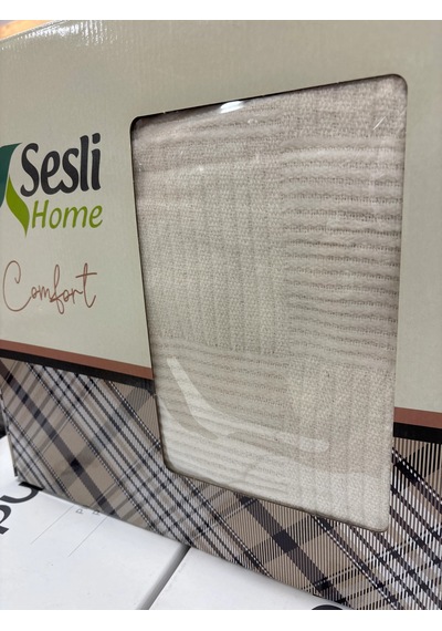 Sesli Comfort Beyaz Skoç Pamuk Örme Battaniye 200x220 Çift Kişilik Battal Diğer