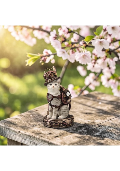 Wıse Steampunk Kedi Dekoratif Obje Poliresin Koleksiyon Biblosu 17,5 Cm -