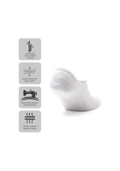 Just Inner Erkek 6 Lı Bambu Çorap Babet Premium Ayak Sağlığı 11400 Beyaz