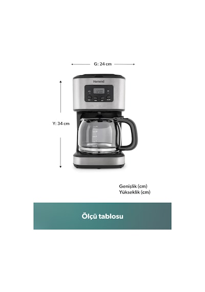 Homend Coffeebreak 5006h Otomatik Zaman Ayarlı Xl (12 FİNCAN) Filtre Kahve Makinesi