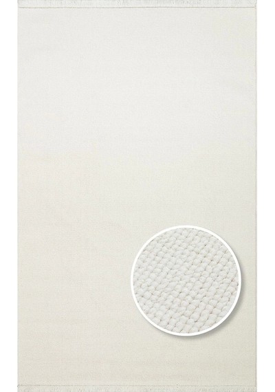 Hoom Rugs Helsinki Plain White Polyester Modern İskandinav Halı Beyaz