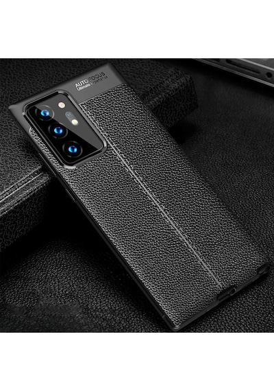 Samsung Galaxy Note 20 Ultra Uyumlu Silikon Kılıf Deri Desenli Kamera Korumalı  Kapak