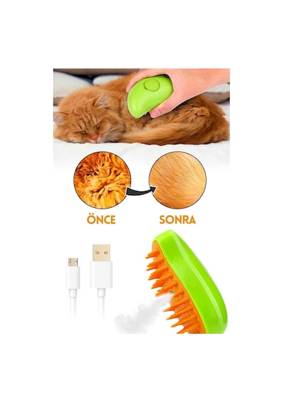 Miggles Soğuk Buharlı Evcil Hayvan Bakım Fırçası - 3'ü 1 Arada Kedi Buharlı Fırça, Pet Masaj Fırçası, Kedi
