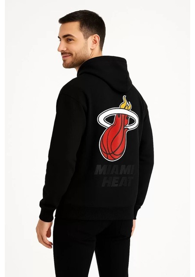 Cvs Giyim Üç İplik Kapüşonlu Ön Ve Arka Baskılı Sweatshirt Hoodie - Siyah Siyah