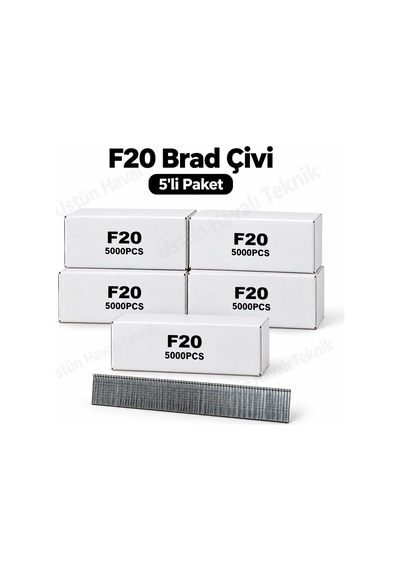 5' Li Paket - F Tipi Tabanca Çivisi F20 / 5.000 Adet - F/j/8/e/tıpın/type47 Serisi Kesik Başlı Çivi