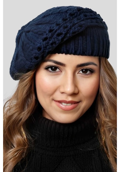 Tezzgelsin Kadın Tek Kat Örgü Ressam Bere Lacivert