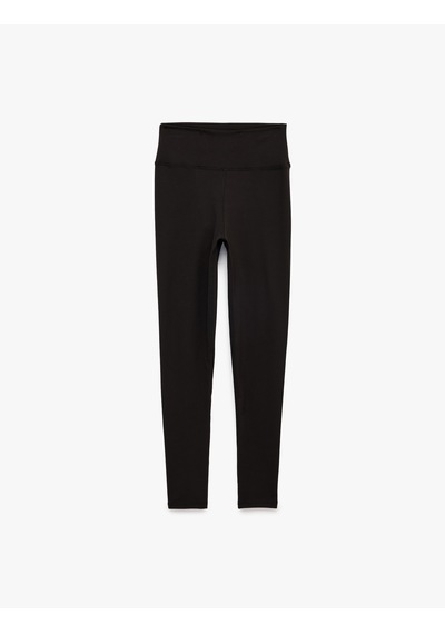 Koton Yüksek Bel İnterlok Kumaş Slim Fit Spor Tayt Siyah 6sak40278nk