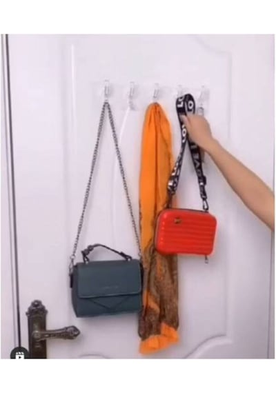 5'li 29x7 Şeffaf Güçlü Kendinden Yapışkanlı Kapı Duvar Askısı Ağı