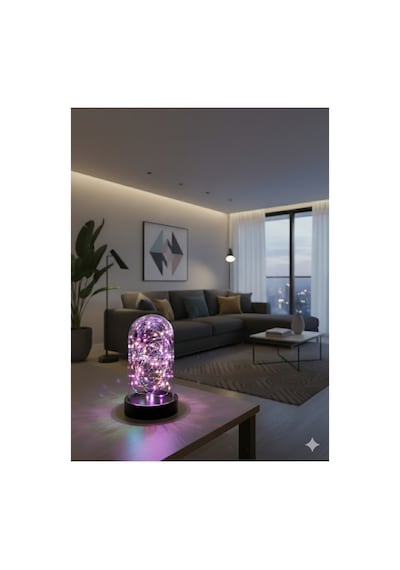 Led Işıklı Ters Fanus 3 Metre Peri Tel İle Birlikte Rgb Renkli Teraryum Dekoratif Organizasyon Çok Renkli
