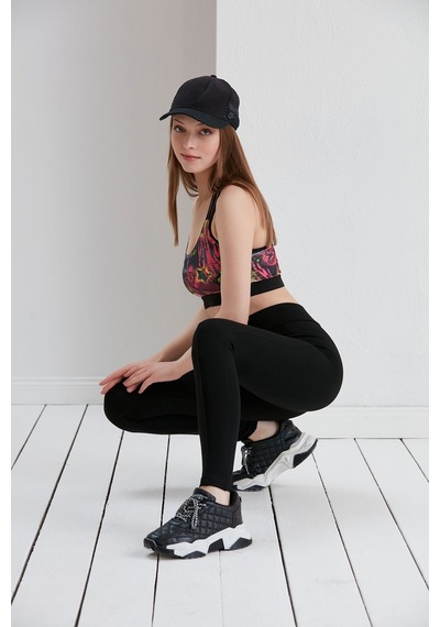 Thin Shop Siyah Dikişli Çelik Örgü Toparlayıcı Siyah Tayt - Bayan Tayt - Siyah Tayt 001