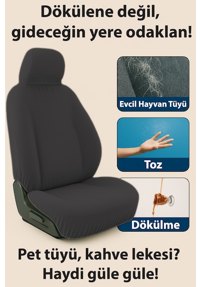 Toyota Corolla İle Uyumlu Oto Koltuk Kılıfı Günlük Koruma Temel Set Siyah
