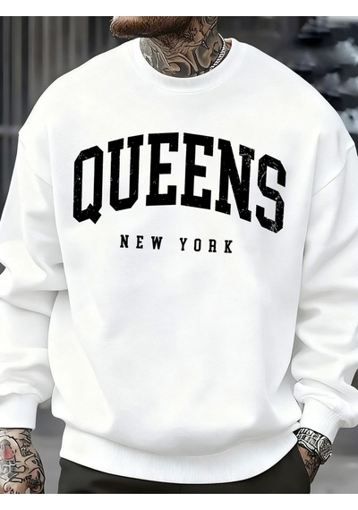 Startmore Startmorequeens New York Mektup Tasarım Erkek Tişörtü Moda Bol Giysiler Günlük Bisiklet Yaka Tüm Maç Ü Beyaz