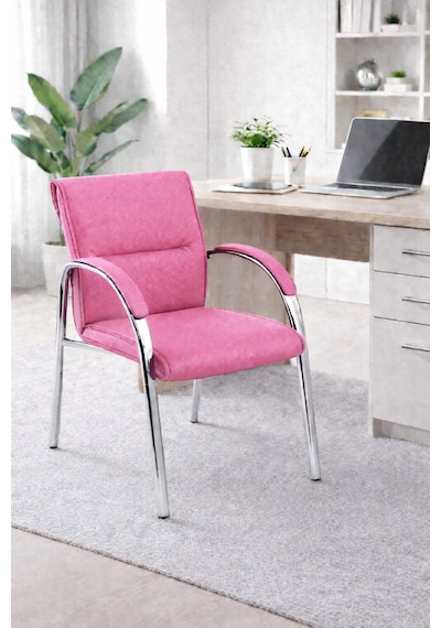 Ofis Misafir Bekleme Koltuğu Büro Sandalyesi Büro Koltuğu Pembe