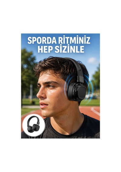 Katlanabilir Tasarımlı Taşınabilir Kablosuz Müzik Kulaklığı Yeni Nesil Sarı