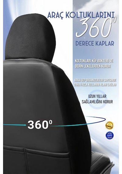 Hyundai Getz Lüx Full Deri Oto Koltuk Kılıfı Ön Arka Takım Exclusive Siyah Beyaz