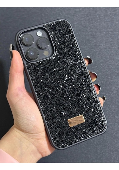 Apple Uyumlu iPhone 15 Sw İnce Taşlı Elmas Işıltılı Telefon Kılıfı