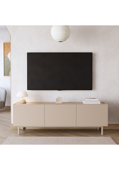 Robin Home Luka Tv Ünitesi Sehpası 3 Kapaklı Ahşap Ayaklı 150cm Kumsal-sepet Bej