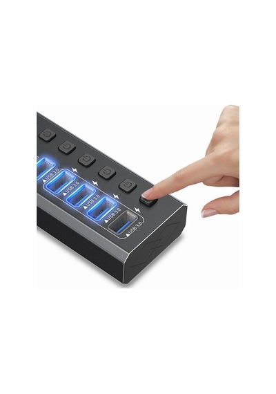 Profesyonel Usb Hub 16 Portlu Usb 3.0 5gbps Bireysel Açma Kapama Anahtarları 12v Dc 7.5a Güç Adaptörü Usb Hub 3.0 Telefon Şarj Dizüstü Bilgisayar Mobil Hdd Flash Sürücü Power Switches Port16