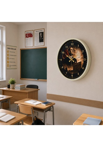 Büro Ev Ofis Hediyesi İçin 36cm Krem Legacy Ulu Önder Duvar Saati Diğer