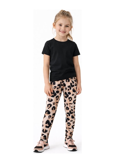 Baglan Kız Çocuk Fitilli Tayt Leopar Bgl-st05205 Pudra