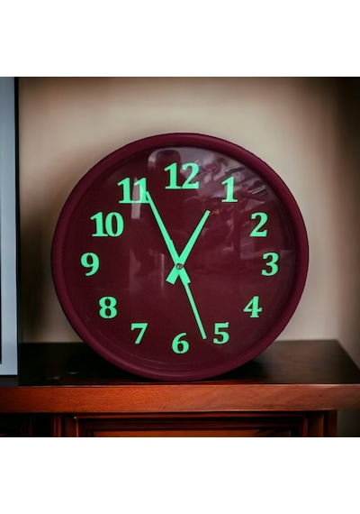 Fosforlu Gece Parlayan 28 Cm Duvar Saati 4 Adet Çanta Hediyeli Kırmızı Fosforlu Gece Parlayan 28 Cm Duvar Saati 4 Adet Çanta Hediyeli Kırmızı