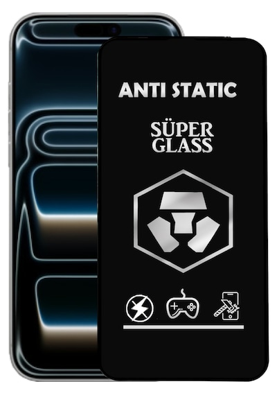 Apple Uyumlu   iPhone 17 Pro Max Anti Static Toz Tutmayan Çerçeveli Temperli Ekran Koruyucu Cam