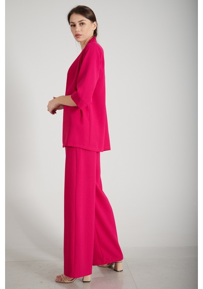 Feminist Fuşya Kimono Pantolon İkili Krep Takım 0106314.12 Fuşya