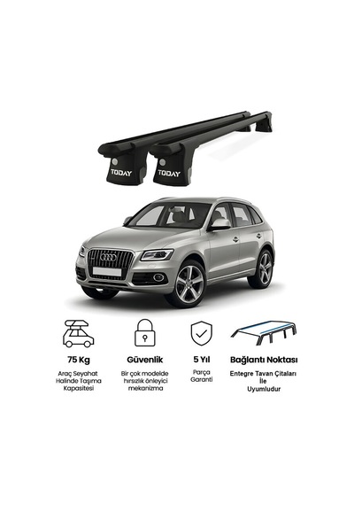 Trio-ıı Audi Q5 2012 Ve Sonrası Uyumlu Siyah Kilitli Ara Atkı 135cm Port Bagaj Tavan Barı