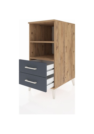 Kronos Komodin 2 Raflı 2 Çekmeceli 44x59x96 Çam-antrasit Atlas Çam