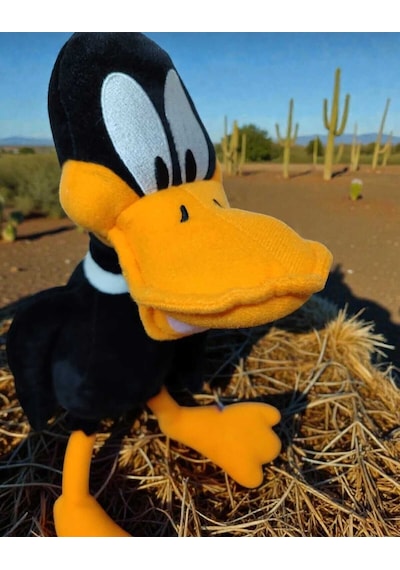 Sevimli Eğlenceli Peluş Oyuncak Duffy Duck 25 Cm Uyku Arkadaşım Siyah