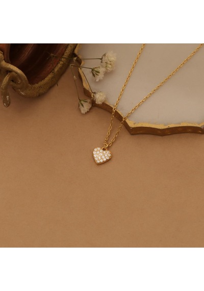 925 Ayar Gümüş Zirkon Taşlı Minimal Kalp Kolye