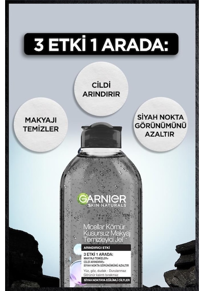 Garnier Micellar Kömür Kusursuz Makyaj Temizleyici Jel 400 ML