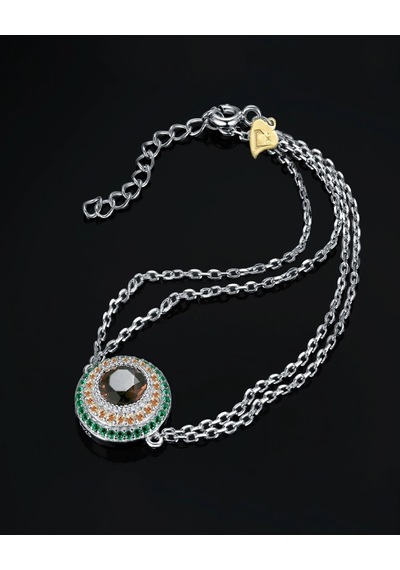 Brezza Lusso Jewelry Sultanit Zümrüt Taşlı Işıltılı Endam Kadın Gümüş Bileklik