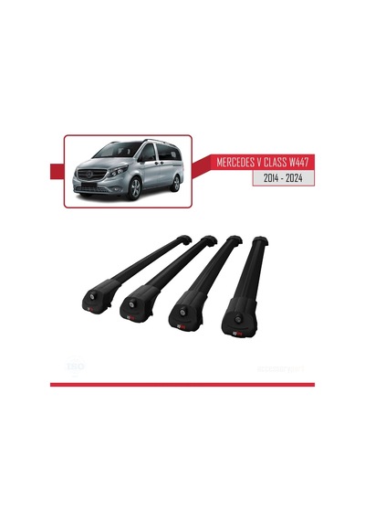 Mercedes V Class W447 2014 Ve Sonrası İle Uyumlu Ace-1 Ara Atkı Tavan Barı Siyah 4 Adet Bar