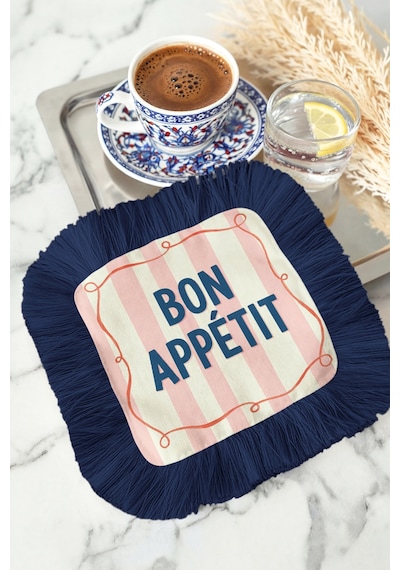Fransız Bon Appetit Saçaklı Sunum Peçetesi - Şık Pastel Çizgili Bohem Lacivert Bardak Altlığı Mendil Buzlu Sisli Gri Fransız Bon Appetit Saçaklı Sunum Peçetesi - Şık Pastel Çizgili Bohem Lacivert Bardak Altlığı Mendil Buzlu Sisli Gri