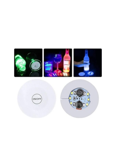 Parti Led Şişe Bardak Etiketi 6cm 6 Led Li 7 Renk + Renk Döngüsü
