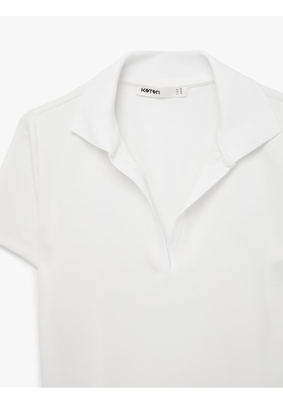 Koton Regular Fit Kısa Kollu Kesik Polo Yaka Tişört Beyaz 6sak50190ek Beyaz