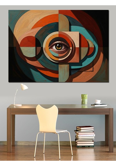 Geometrik Modern Göz Ve Şekiller Dekoratif Kanvas - Mdf Ahşap Tablo