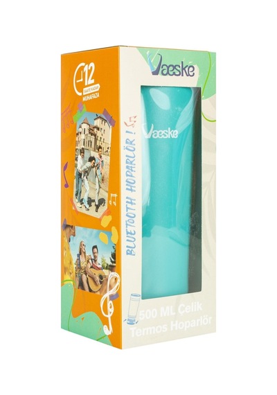 Vaeske 500 Ml Çelik Termos Bluetooth Hoparlör Yeşil Altın