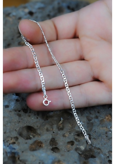 Encili Silver 925 Ayar Gümüş Barlı Zincir Model Unisex Bileklik