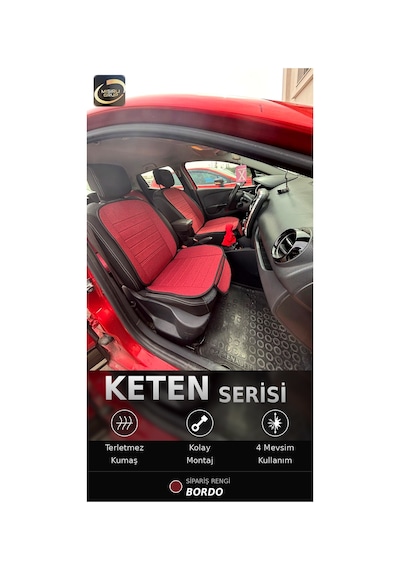 Fiat Egea Cross 2020-2026 Ön Ve Arka Koltuk Terletmez Dolgulu Keten Koltuk Minder / Kılıf Set Bordo