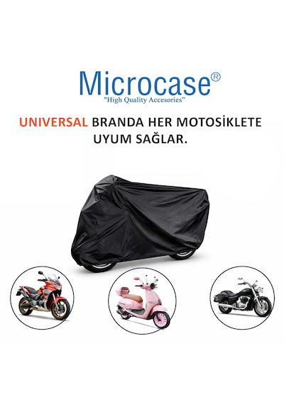 Microcase Universal Su Geçirmez Motosiklet Scooter Brandası Örtüsü Lastikli Taşıma Çantalı 185x70x100 Cm Al5493